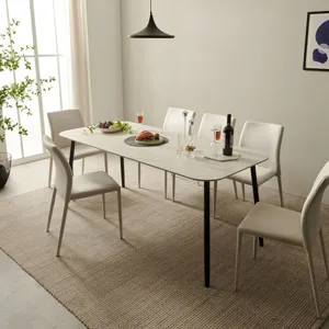 보니애가구 베로나 1800 세라믹 6인 식탁 테이블 + 의자 6p 방문설치, 테이블(캐슬마블), 의자(선셋베이지)
